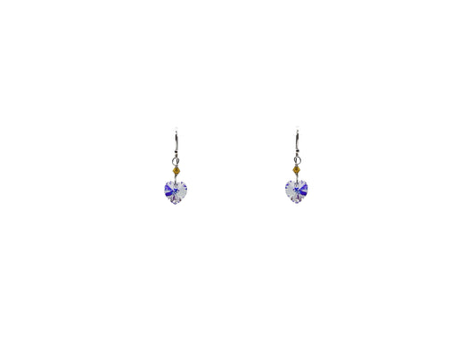 Aretes con corazón de cristal y rombo