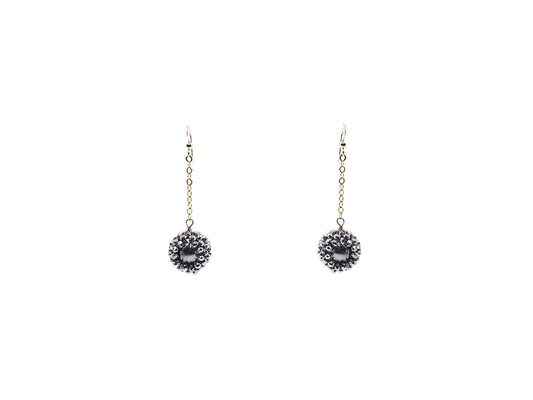 Aretes perla de cristal forrada