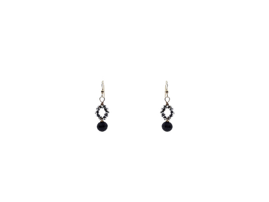 Aretes esfera cristal 8 mm y círculo de cristales plateados