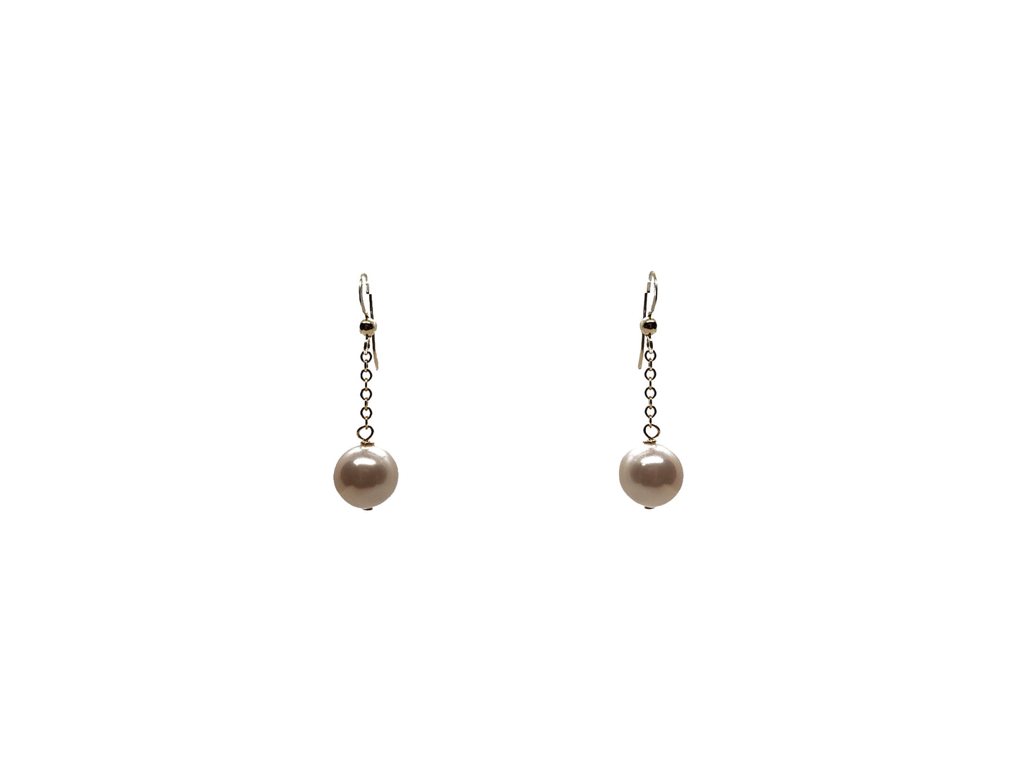 Aretes perla de cristal 12 mm color salmón