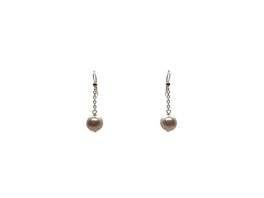 Aretes perla de cristal 12 mm color salmón