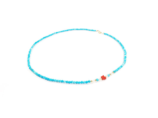 Gargantilla de turquesa con perla y mariposa