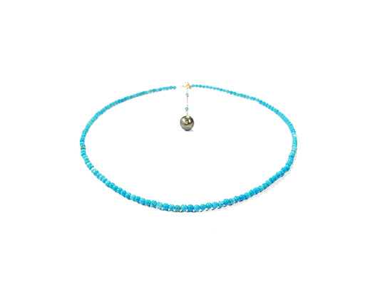 Gargantilla de turquesa con perla colgante