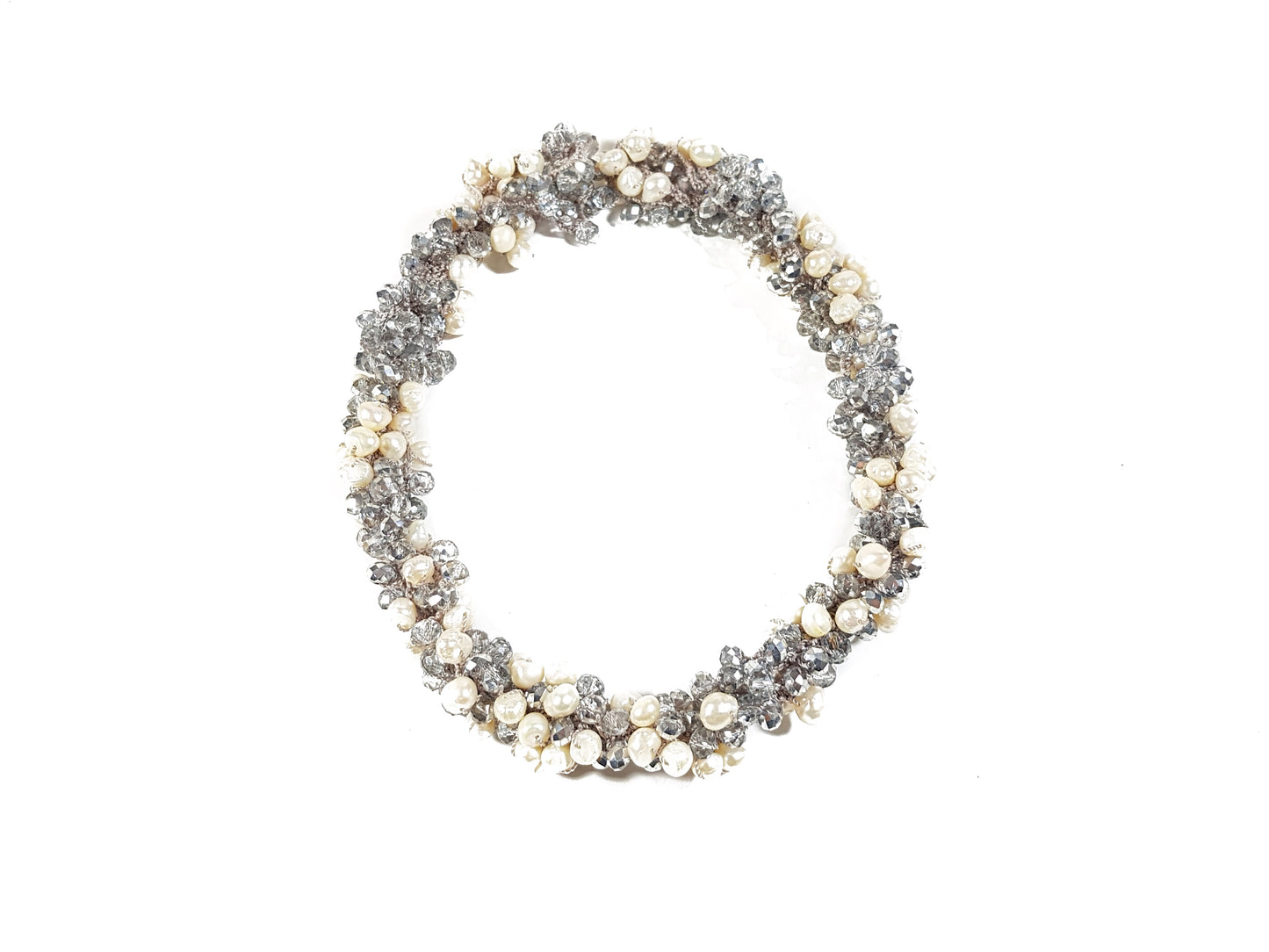 Collar de tres piezas con perla y cristales