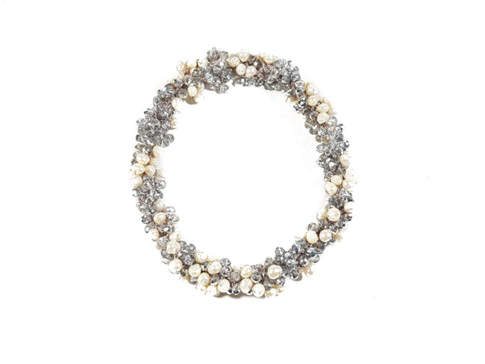 Collar de tres piezas con perla y cristales