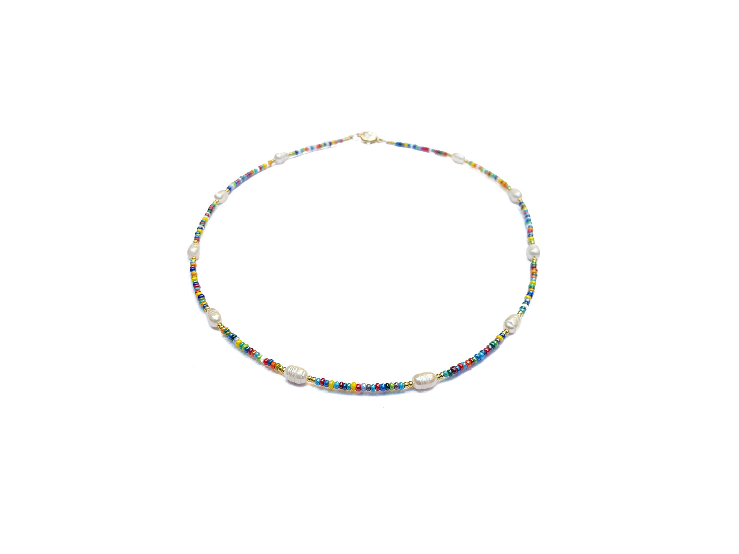 Gargantilla de cristales multicolor con perlas barrocas