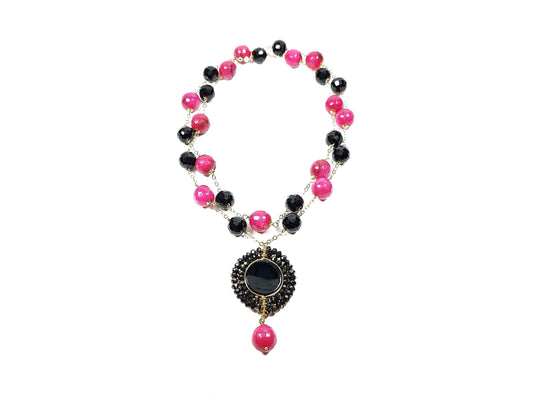 Collar engarzado de ágatas y cristal