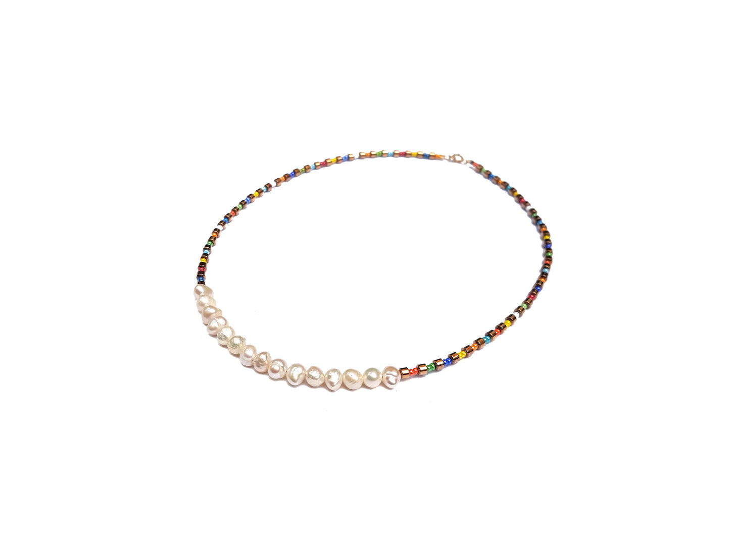 Gargantilla multicolor de hematita con perlas